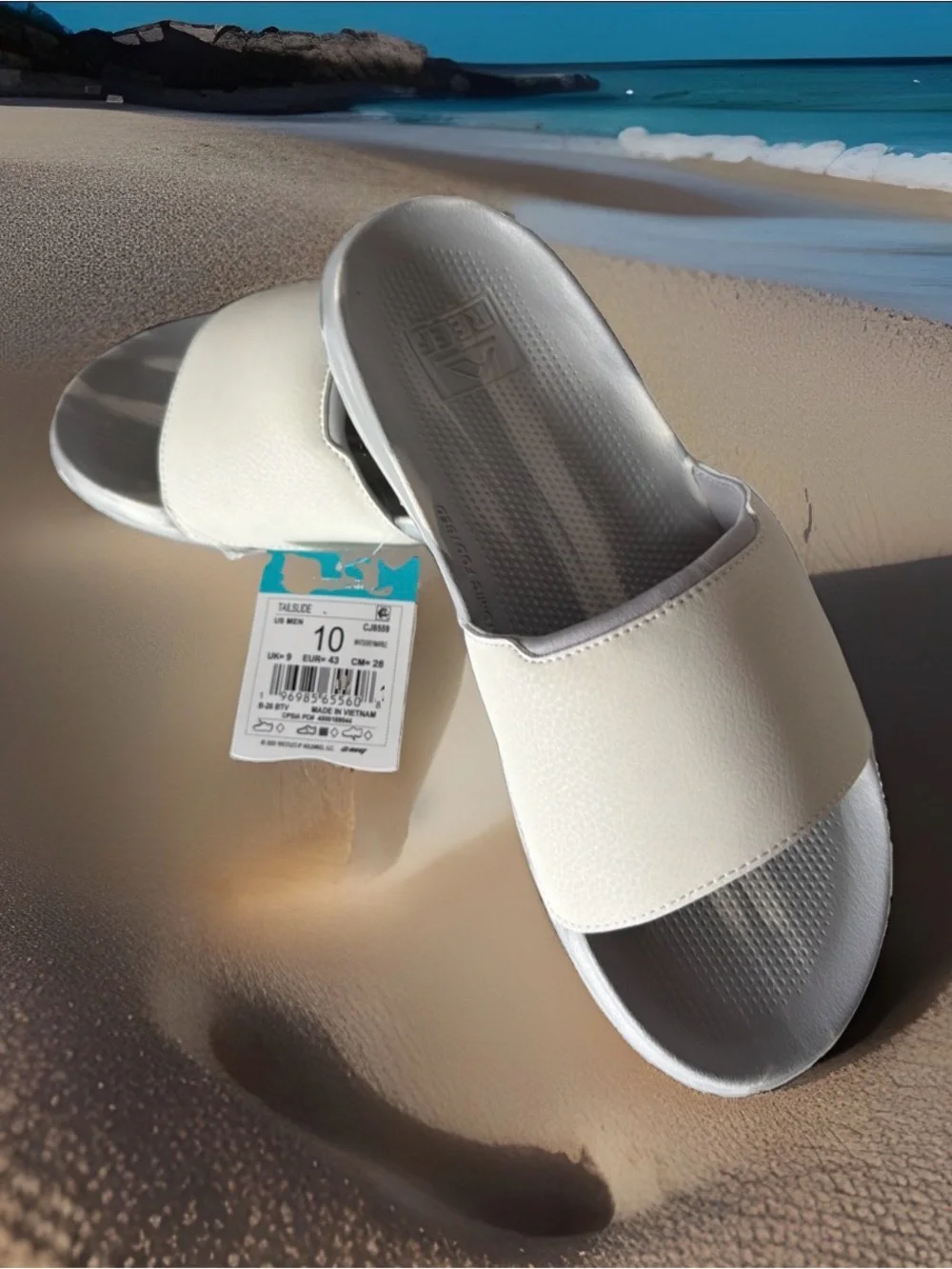 REEF Men's Size 10 Tailslide Slip-On Sandals. White. New with Tags